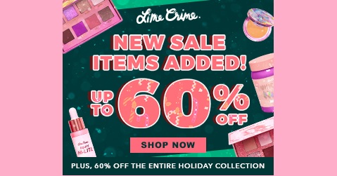 Up to 60% off select items and Holiday Collection at Lime Crime 1