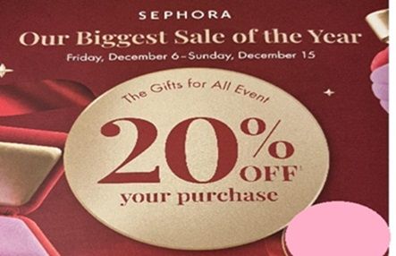 Sephora 20% off starts December 6 2024